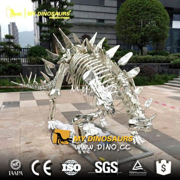 DS-080定制銀白色恐龍骨架劍龍化石出售