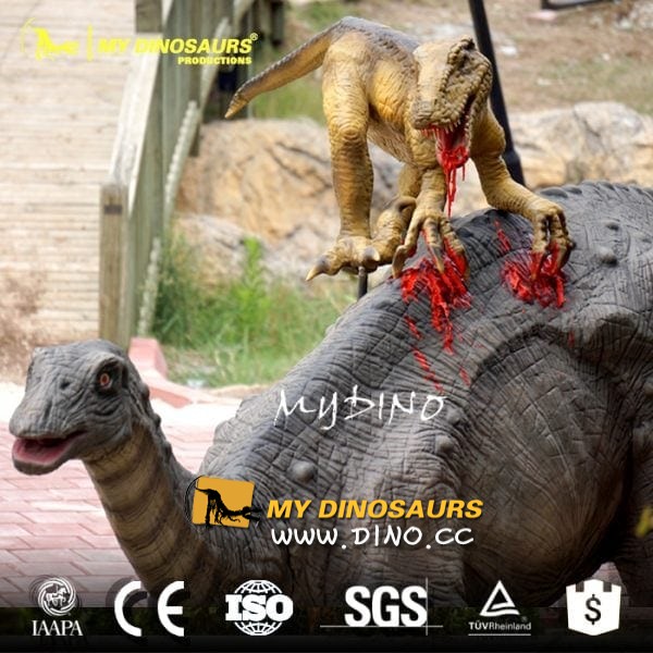 AD-027古生物博物館恐龍模型展品-仿真阿普吐龍和恐爪龍打斗