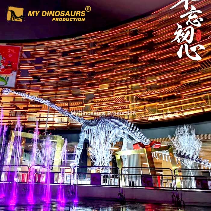 DS-007仿真古生物骨架制造商-鍍銀馬門溪龍骨架