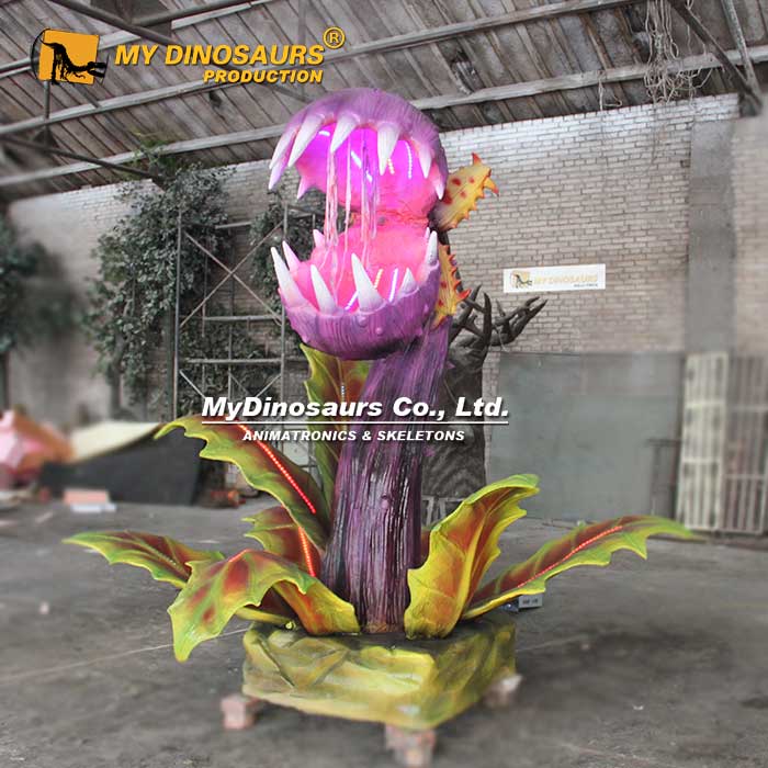 TT-055  植物大戰(zhàn)僵尸食人花仿真電動模型 噴霧發(fā)光互動室內外裝飾