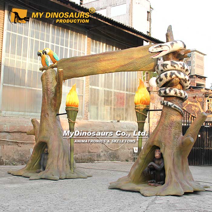 AA-173 電動(dòng)仿真動(dòng)物大門(mén) 兩側(cè)模型可動(dòng)發(fā)聲創(chuàng)意裝飾擺件