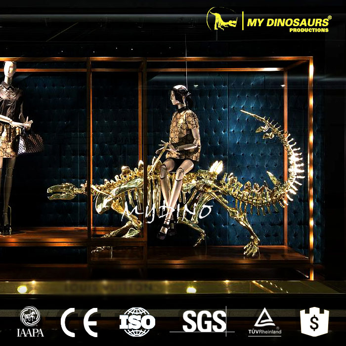 Showcase decoration golden dinosaur skeleton 3