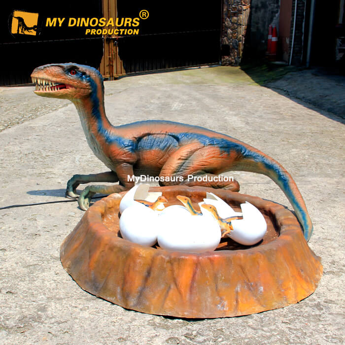 Velociraptor with egg nest